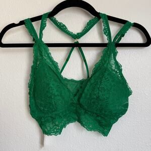 NWT AERIE Padded Lace Strappy Bra in Alpine Green